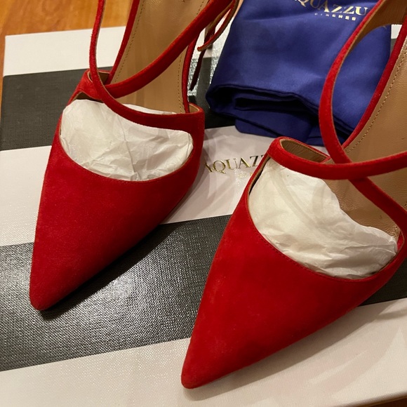 NEW Aquazzura Viviana Suede Ankle-Strap Pump size 37.5 - Picture 4 of 9